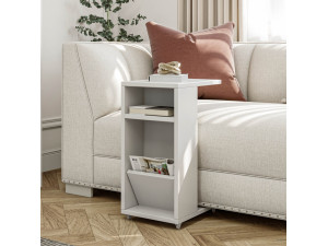 Table d'appoint en bois "Filinta" - 30 x 40 x 63 cm - Blanc 2