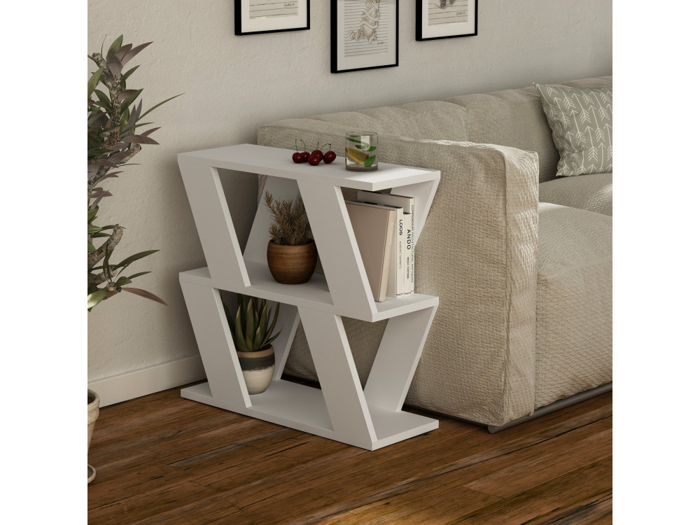 Table d'appoint en bois "Lazena" - 60 x 22 x 57 cm - Blanc