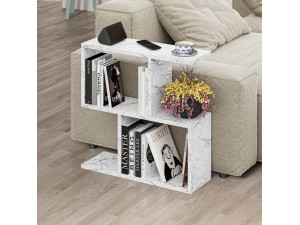 Table basse en bois "Homemania" 60 x 20 x 60 cm - Marbre de Carrare 2