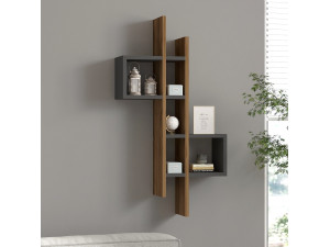 Étagère murale en bois "Emse" - 53 x 19 x 108 cm - Chêne, Anthracite 2