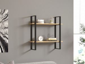 Étagère murale en bois "Buba" - 70 x 22 x 70 cm - Marron 2