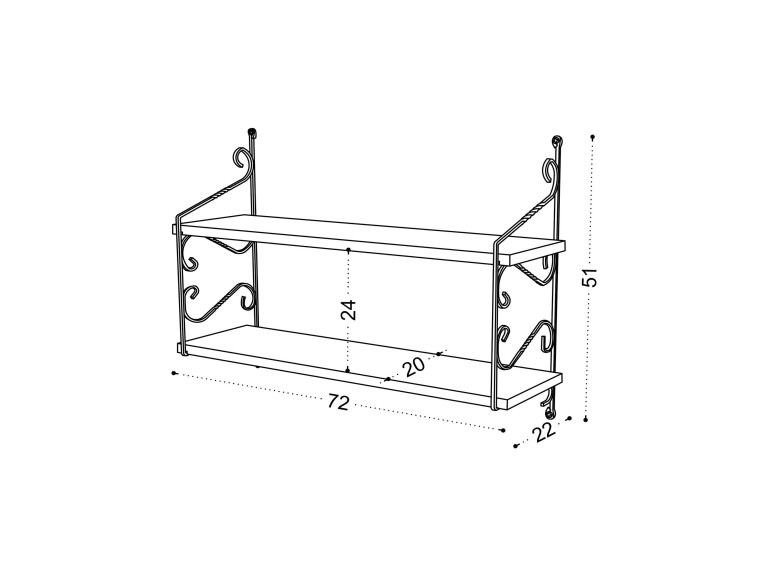 Étagère murale en bois "Seramoni" - 72 x 22 x 51 cm - Taupe