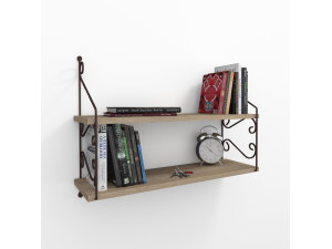 Étagère murale en bois "Seramoni" - 72 x 22 x 51 cm - Taupe 2