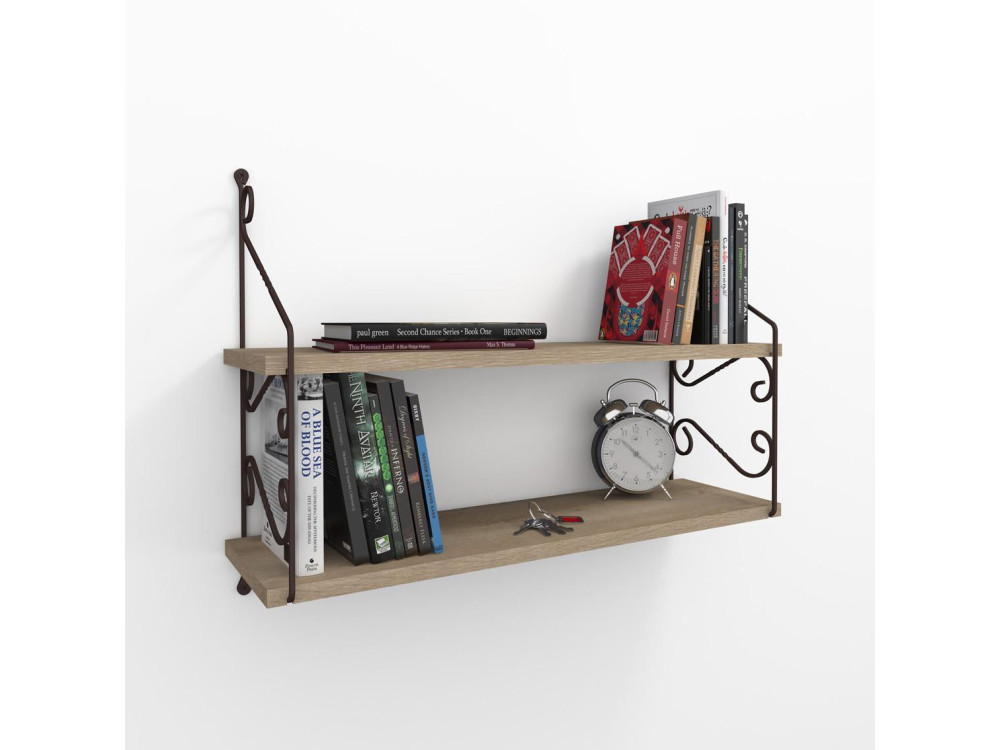 Étagère murale en bois "Seramoni" - 72 x 22 x 51 cm - Taupe