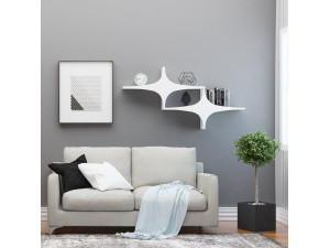 Étagère murale en bois "Susen" - 135 x 20 x 69 cm - Blanc 2