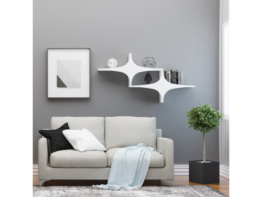 Étagère murale en bois "Susen" - 135 x 20 x 69 cm - Blanc