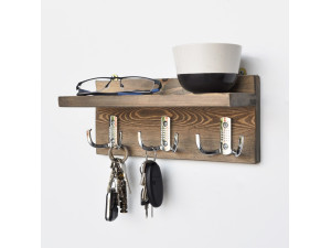 Étagère murale en bois "Aa031" - 30 x 11 x 13 cm - Noyer 2