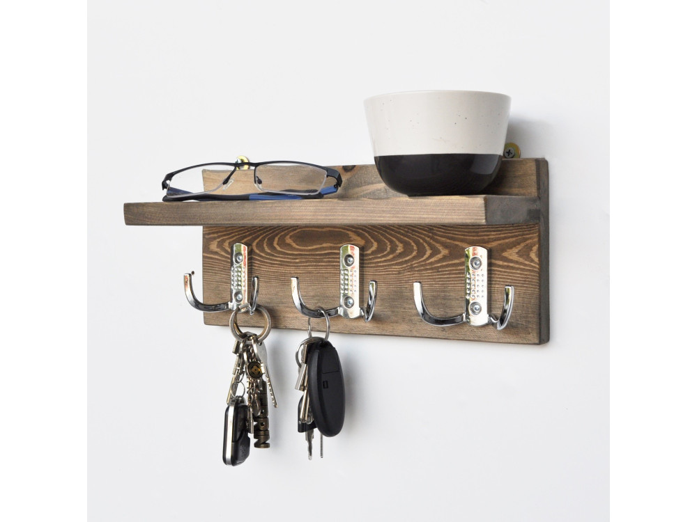 Étagère murale en bois "Aa031" - 30 x 11 x 13 cm - Noyer