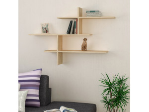 Étagère murale en bois "Leo" - 123 x 22 x 80 cm - Chêne 2