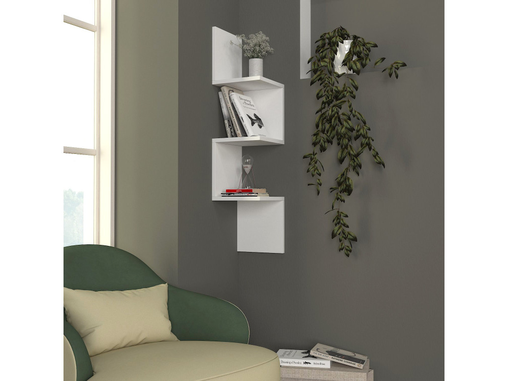 Étagère murale en bois "Corner" - 25 x 25 x 105 cm - Blanc