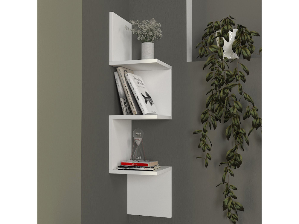 Étagère murale en bois "Corner" - 25 x 25 x 105 cm - Blanc