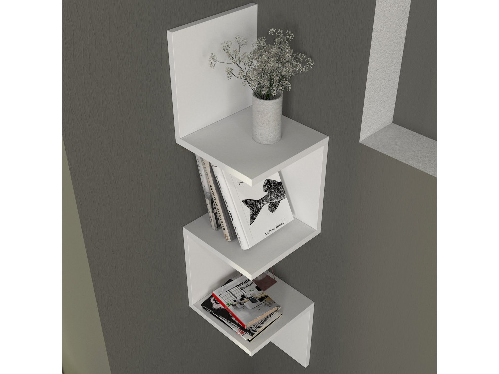 Étagère murale en bois "Corner" - 25 x 25 x 105 cm - Blanc