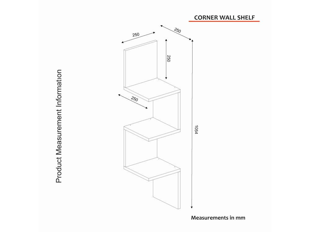 Étagère murale en bois "Corner" - 25 x 25 x 105 cm - Blanc