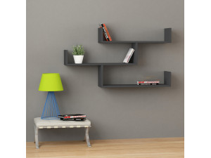 Étagère murale en bois "Tibet" - 120 x 22 x 67 cm - Anthracite 2