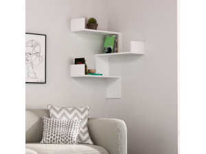 Étagère murale en bois "Luksa" - 60 x 60 x 90 cm - Blanc 2