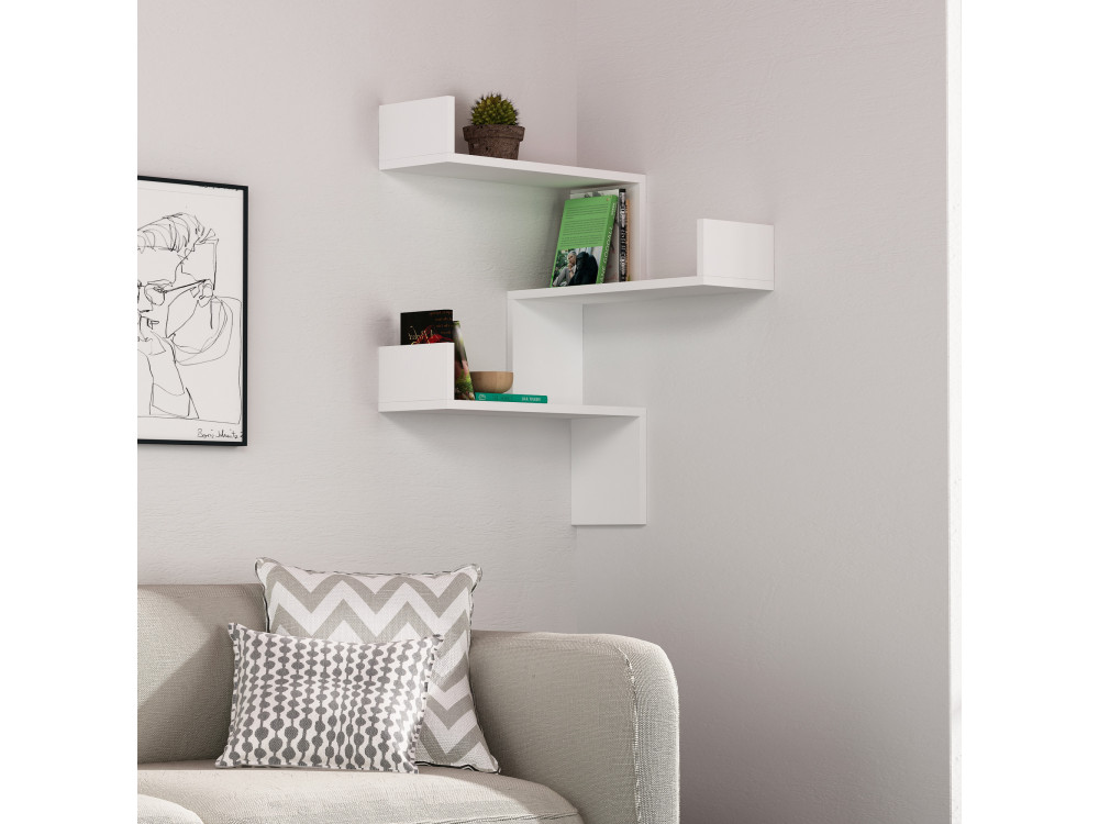 Étagère murale en bois "Luksa" - 60 x 60 x 90 cm - Blanc