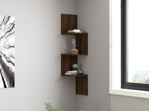 Étagère murale en bois "Zikzak" - 25 x 25 x 105 cm - Noyer 2