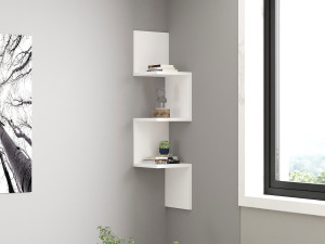 Étagère murale en bois "Zikzak" - 25 x 25 x 105 cm - Blanc 2