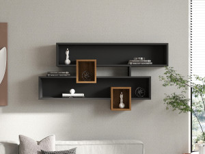 Étagère murale en bois "Karen" - 120 x 22 x 75 cm - NoyerAnthracite 2