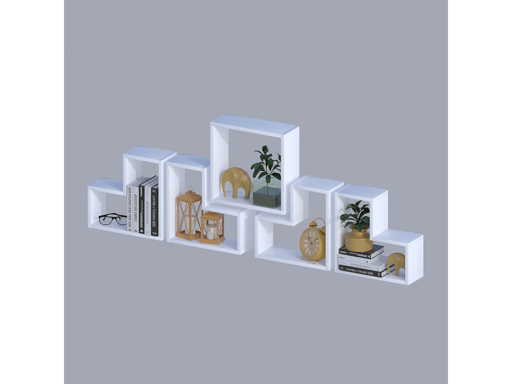 Étagère murale en bois "Elitra" - 180 x 15 x 59 cm - Blanc