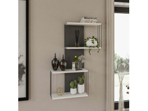Étagère murale en bois "Destan" - 65 x 19 x 96 cm - Blanc 2