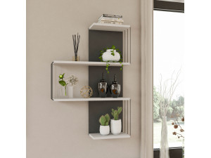 Étagère murale en bois "Cambel" - 64 x 19 x 96 cm - Blanc 2