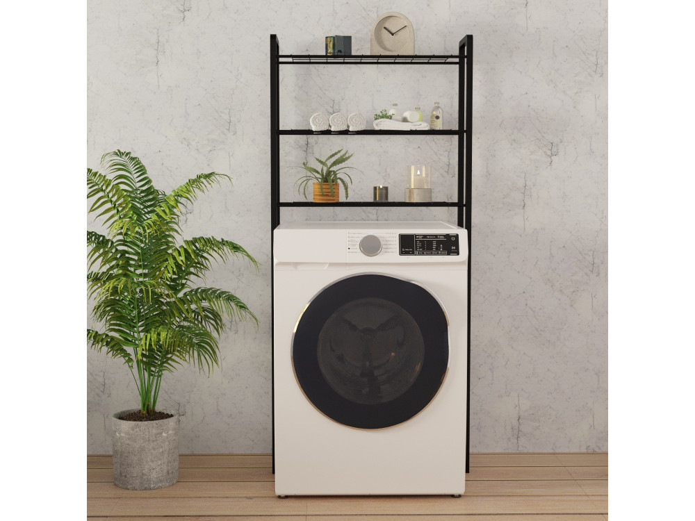 Meuble lave-linge en métal "Nigel" - 68 x 24 x 150 cm - Noir
