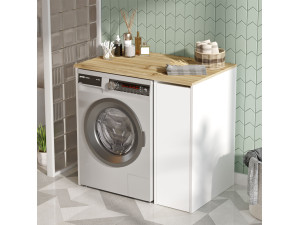 Meuble de salle de bain pour lave-linge en bois "SA1" - 93 x 60 x 88 cm - Blanc 2