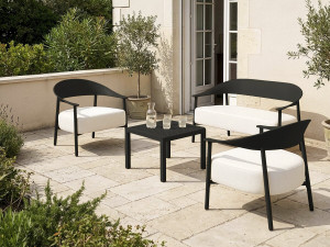 Canapé de jardin en plastique et métal "Céora" - 2 places - Noir 2