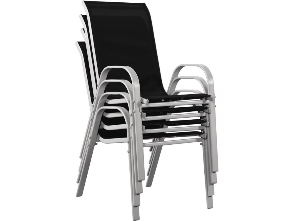 Table et chaises de jardin en textilène "Cordoba XL 180" - Phoenix - 8 places - Noir