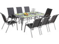 Table et chaises de jardin en textilène "Cordoba XL 180" - Phoenix - 8 places - Gris foncé