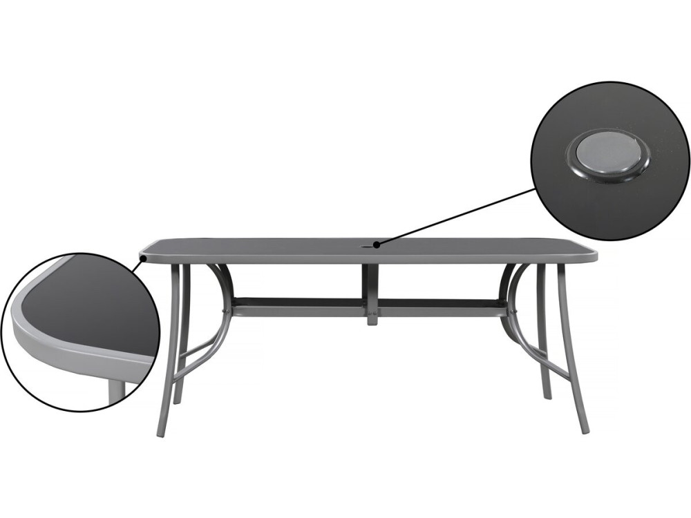 Table et chaises de jardin en textilène "Cordoba XL 180" - 8 places - Gris