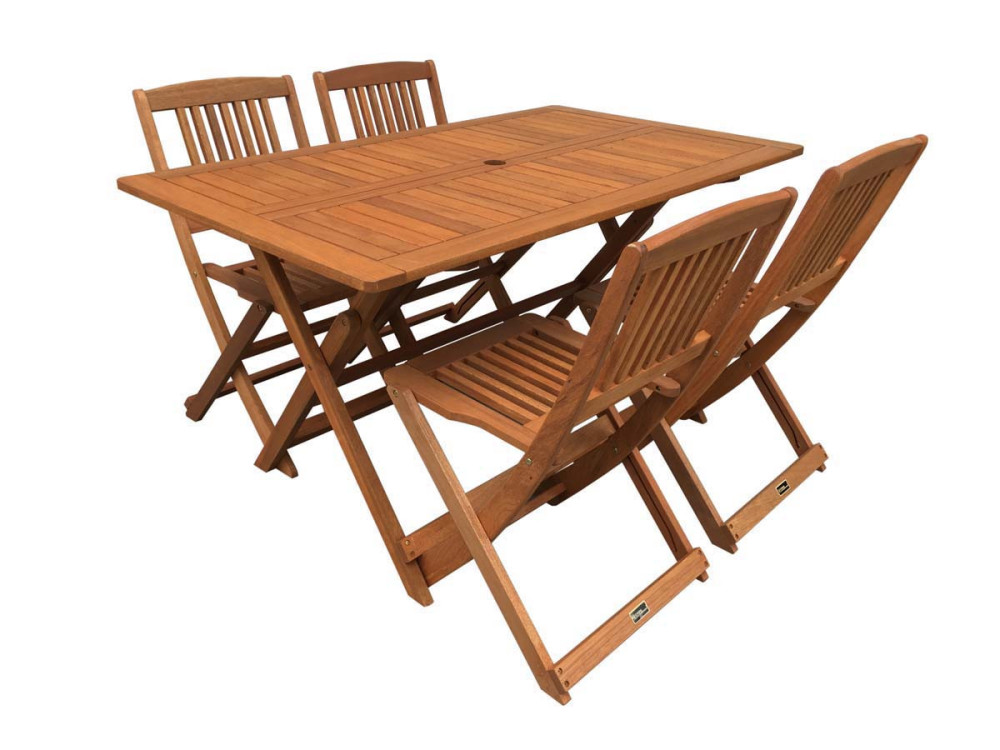 Table et chaises de jardin en bois exotique "Hongkong 4" - Maple - Marron clair