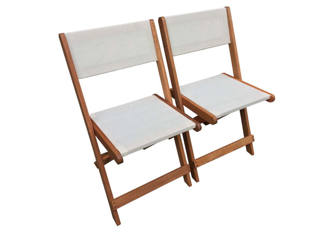Table et chaises de jardin en bois exotique  "Séoul" - 1 Table + 6 chaises - Maple - Beige