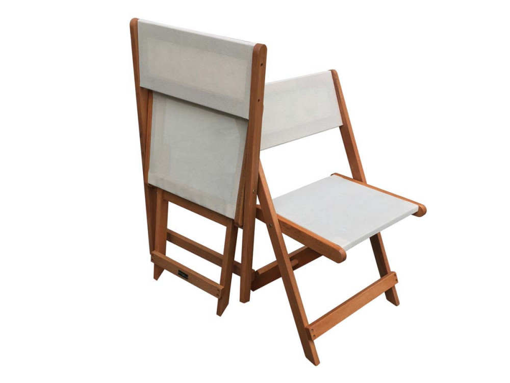 Table et chaises de jardin en bois exotique  "Séoul" - 1 Table + 6 chaises - Maple - Beige