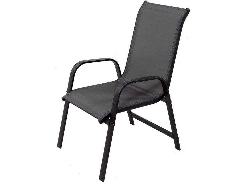 Table et chaises de jardin en textilène "cordoba + Porto" 6 personnes gris foncé