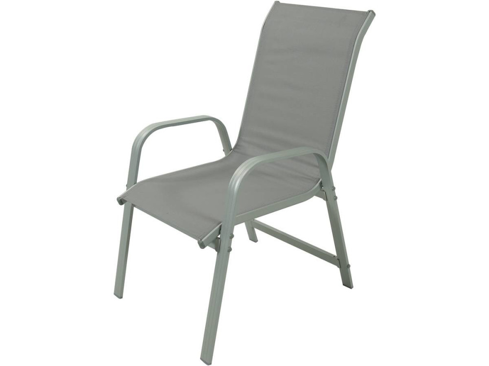 Table et chaises de jardin en textilène "cordoba + Porto" 6 personnes gris clair