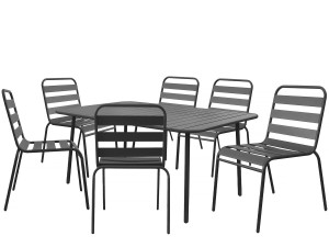 Table et chaises de jardin en métal "Bilbao" - 6 places - Gris