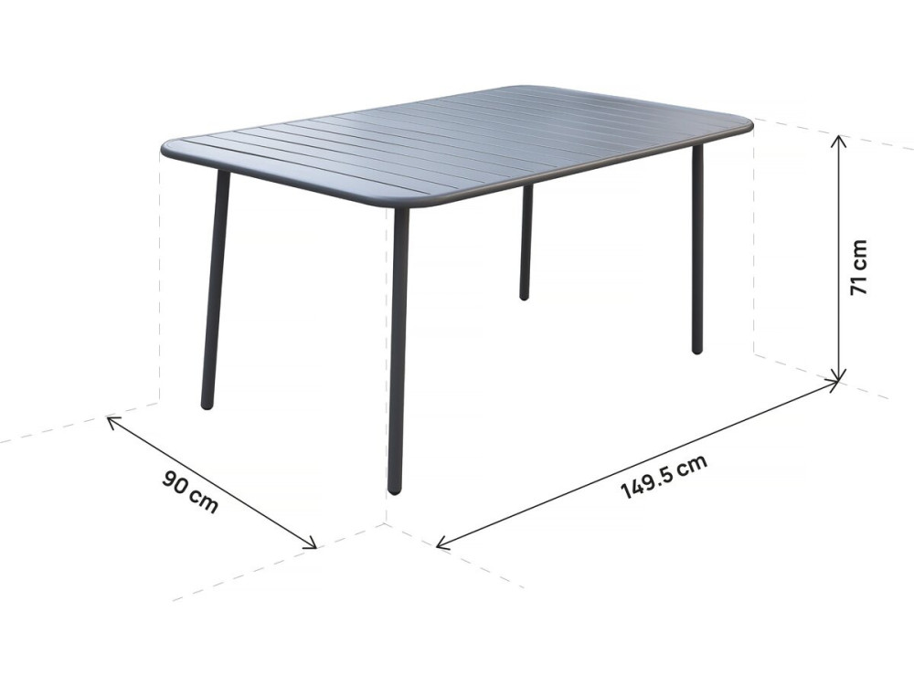 Table et chaises de jardin en métal "Bilbao" - 6 places - Gris