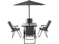 Table et chaises de jardin avec parasol en métal "Convivia" - 6 places - Gris anthracite - gris anthracite