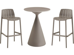 Table et chaises hautes de bistrot empilables "Vaena" - 2 places - Taupe