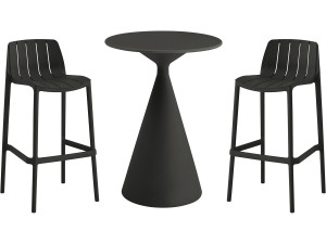 Table et chaises hautes de bistrot empilables "Vaena" - 2 places - Noir