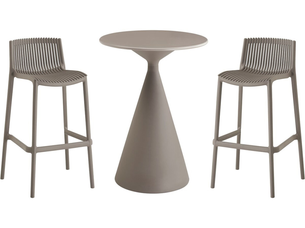 Table et chaises hautes de bistrot empilables "Néora" - 2 places - Taupe