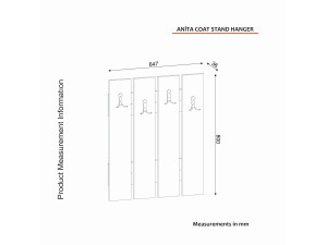 Porte-manteau mural en bois "Anita" - 64 x 3 x 80 cm - Blanc