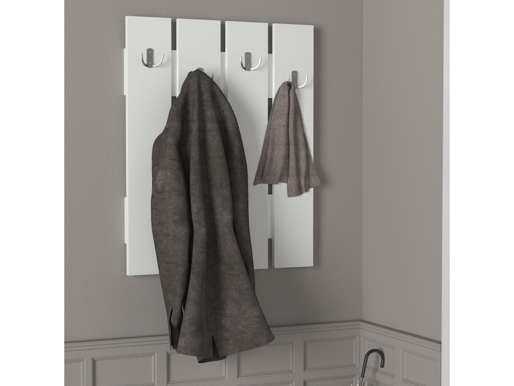 Porte-manteau mural en bois "Anita" - 64 x 3 x 80 cm - Blanc