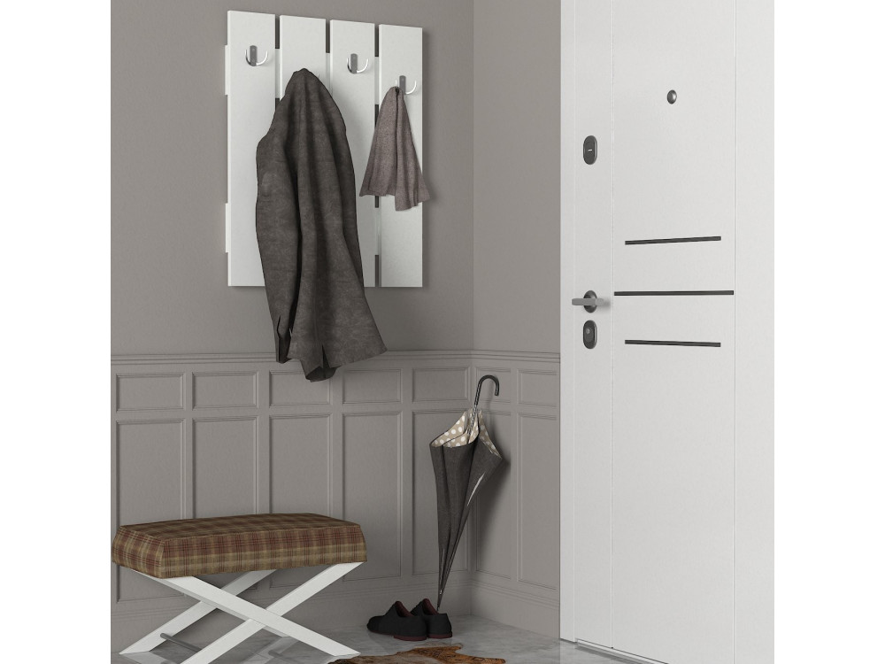 Porte-manteau mural en bois "Anita" - 64 x 3 x 80 cm - Blanc