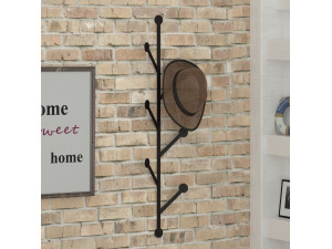 Porte manteau mural en métal "Ponpon" - 22 x 5 x 94 cm - Noir 2