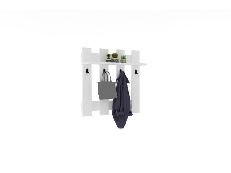 Porte-manteau mural en bois "Carina" - 70 x 14 x 70 cm - Blanc