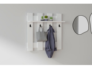 Porte-manteau mural en bois "Carina" - 70 x 14 x 70 cm - Blanc 2