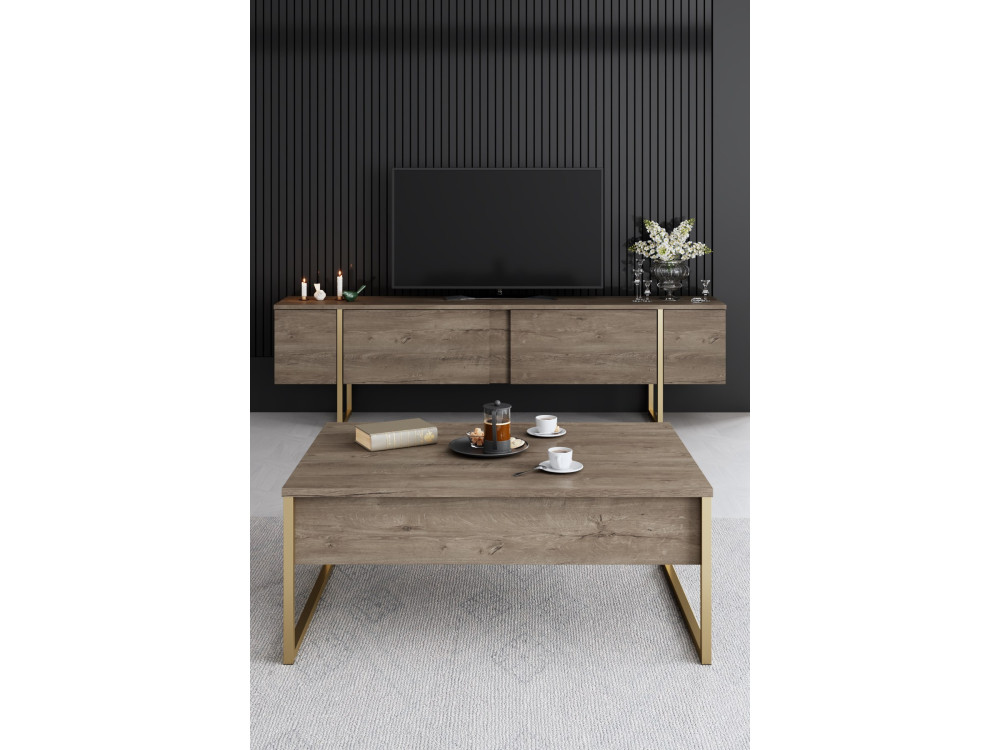 Ensemble de meubles de salon en bois "Luxe" - 160 x 35 x 80 cm - Marron